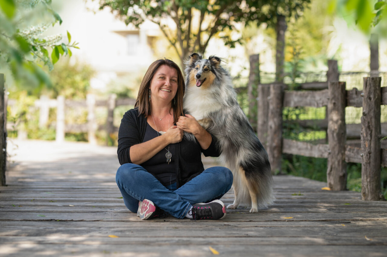 Aurélie avec Shayna sur l'épaule